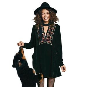 Free People Always Forever Velvet Mini Dress NWT